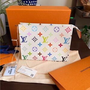 Louis Vuitton White Multicolor Monogram Toiletry Pouch 19 NWT
